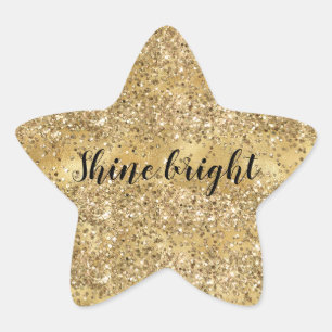 Gold Glam Confetti Glitter Personalized Star Sticker