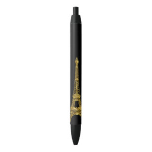Gold Glam Eiffel Tower Black Ink Pen