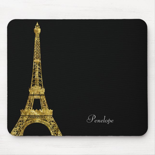 Gold Glam Eiffel Tower Mouse Pad (Front)