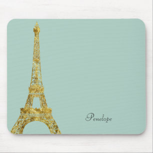 Gold Glam Eiffel Tower Mouse Pad