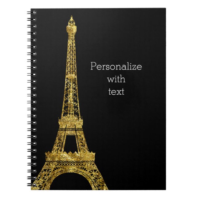 Gold Glam Eiffel Tower Notebook (Front)