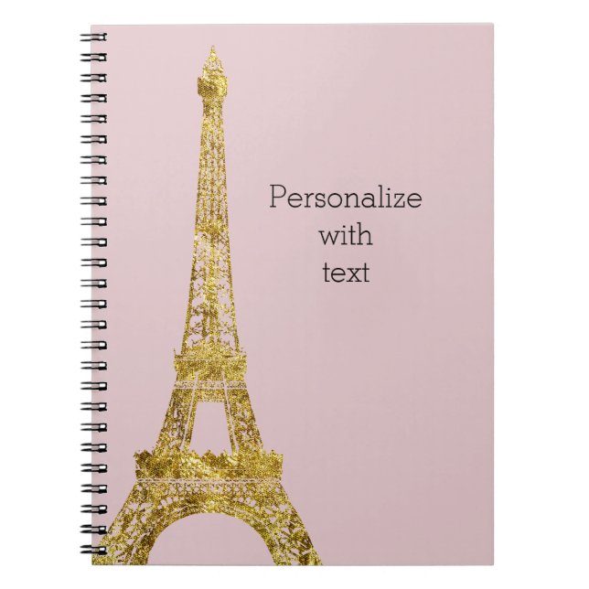 Gold Glam Eiffel Tower Notebook (Front)