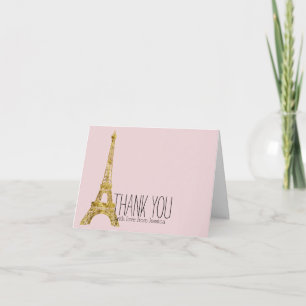 Gold Glam Eiffel Tower Thank you Card