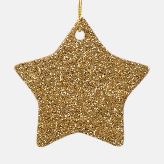 Gold Glam Faux Glitter Ceramic Ornament (Front)