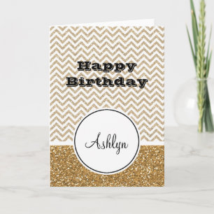 Gold Glam Faux Glitter Chevron Card