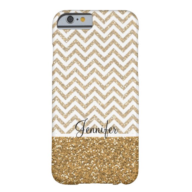 Gold Glam Faux Glitter Chevron Case-Mate iPhone Case (Back)