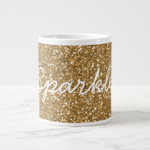 Gold Glam Faux Glitter Large Coffee Mug