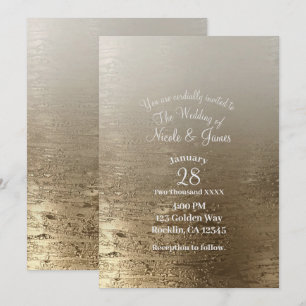 Gold Glam Gilded Brush Modern Elegance Wedding Invitation