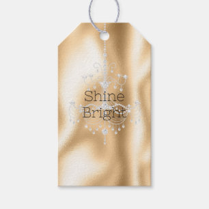 Gold Glam Glitter Diamond Chandelier Gift Tags