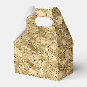 Gold Glam Glitter Giraffe Print Favor Box