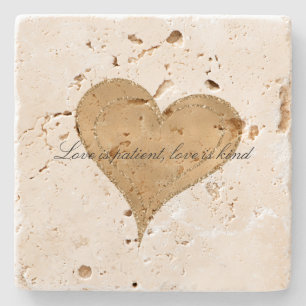 Gold Glam Glitter Heart Stone Coaster