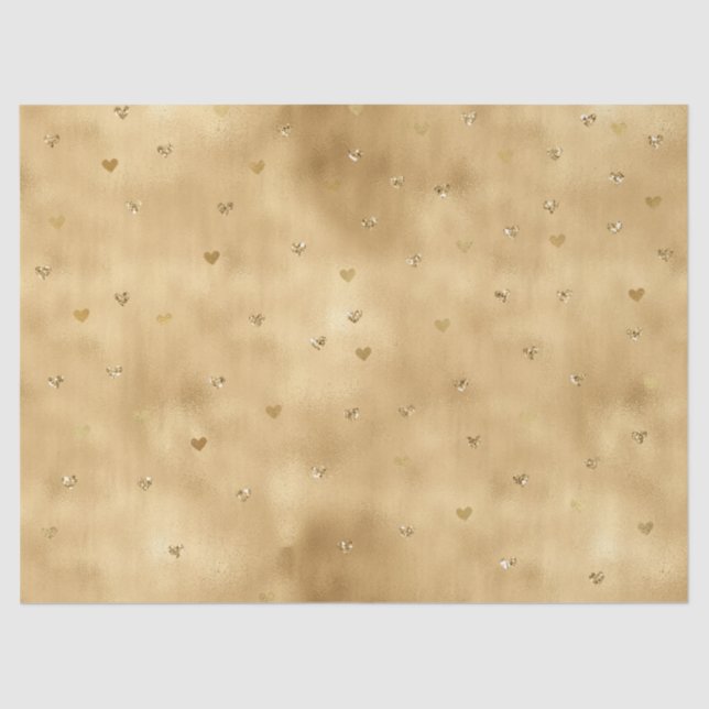 Gold Glam Glitter Hearts Tissue Paper (Front)