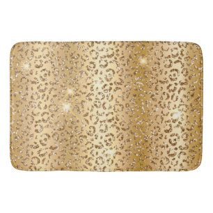 Gold Glam Glitter Leopard Bath Mat