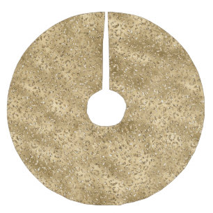 Gold Glam Glitter Leopard Print     Brushed Polyester Tree Skirt