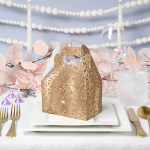 Gold Glam Glitter Leopard Print Favor Box