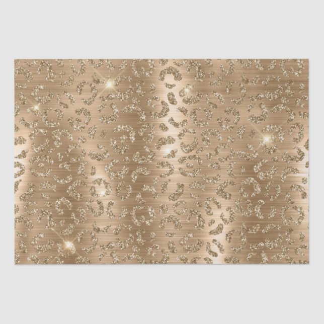 Gold Glam Glitter Leopard Print Tissue Paper (Front)