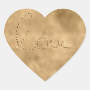 Gold Glam Glitter Love Heart Sticker