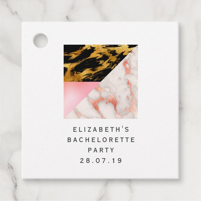 Gold Glam Glitter Marble Favour Tags (Front)