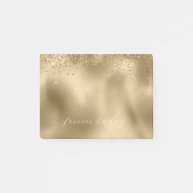 Gold Glam Glitter Post-it Notes (Front)