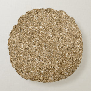 Gold Glam Glitter Round Pillow