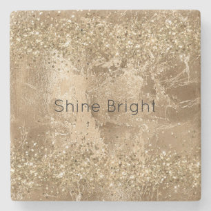 Gold Glam Glitter Sparkles Stone Coaster