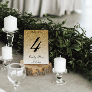 Gold Glam Glitter Table Number Card