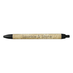 Gold Glam Glitter Zebra Print Black Ink Pen