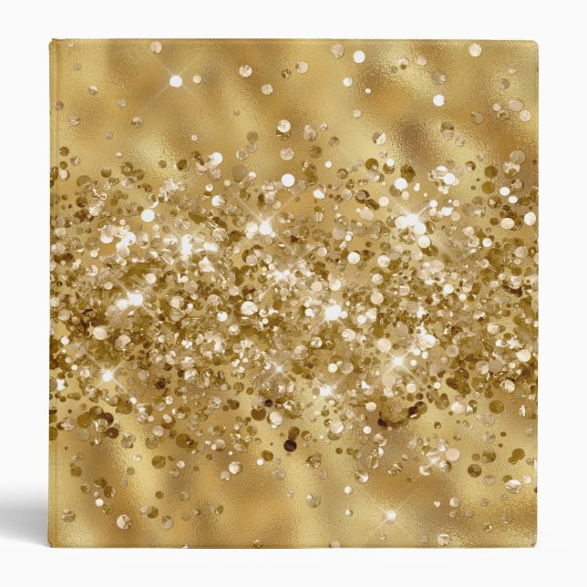 Gold Glam Glitzy Confetti Glitter Binder (Front)