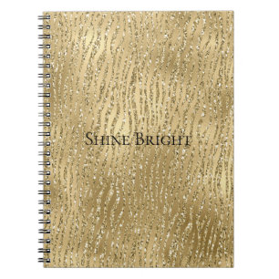 Gold Glam Glitzy Glitter Zebra Print Notebook