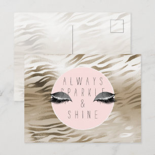 Gold Glam Glitzy Silver Sparkle Eyes Stripes   Postcard