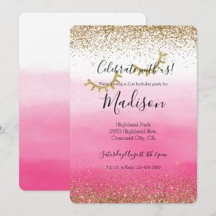 Gold Glam Glitzy Sparkle Glitter Eyelashes Invitation
