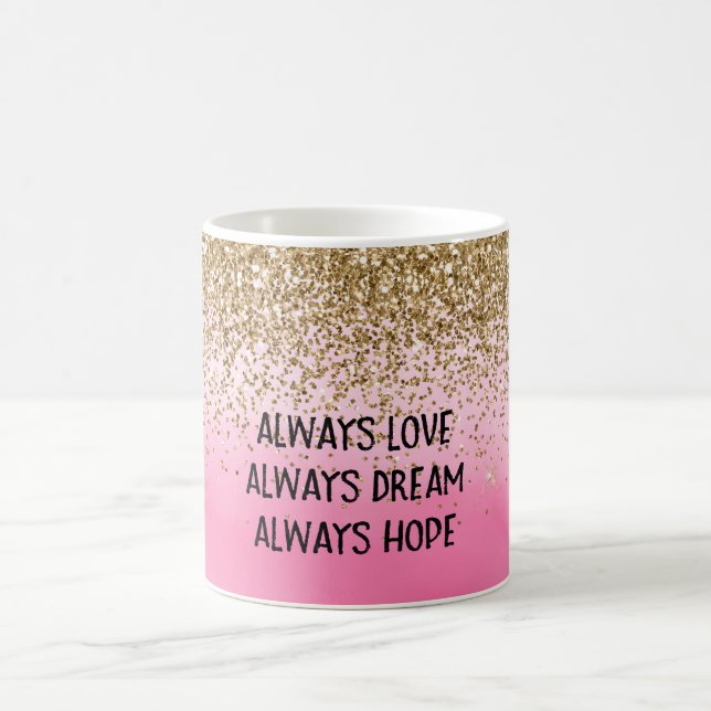 Gold Glam Glitzy Sparkle Glitter Girly Pink Dream Coffee Mug (Center)