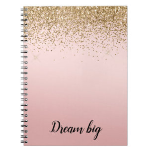 Gold Glam Glitzy Sparkle Glitter Pink Ombre Notebook