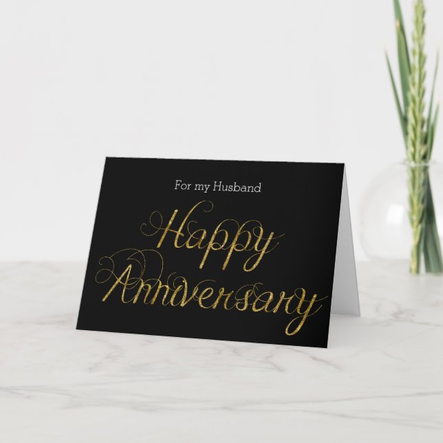 Gold Glam Happy Anniversary Card (Front)