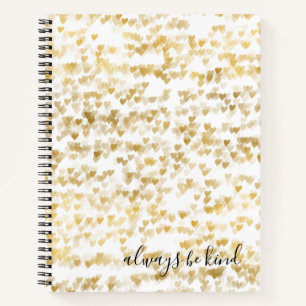 Gold Glam Hearts Bokeh Notebook