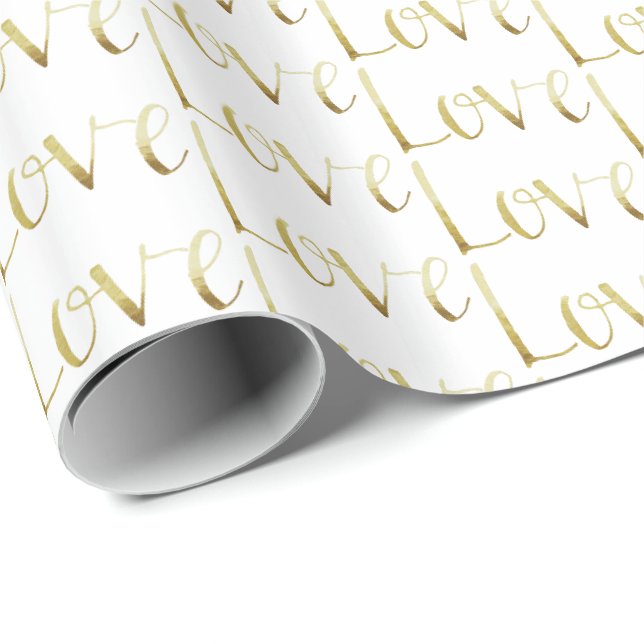 Gold Glam Love Wedding Wrapping Paper (Roll Corner)