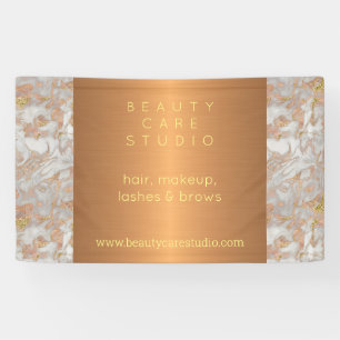 Gold glam marble beauty salon personalized banner