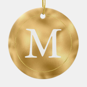 Gold Glam Monogram Ceramic Ornament