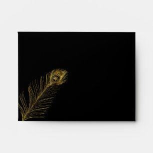 Gold Glam Peacock Feather Envelope