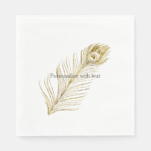 Gold Glam Peacock Feather Napkin