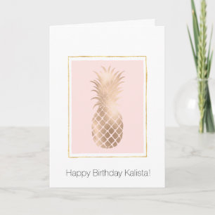 Gold Glam Pineapple Birthday Card