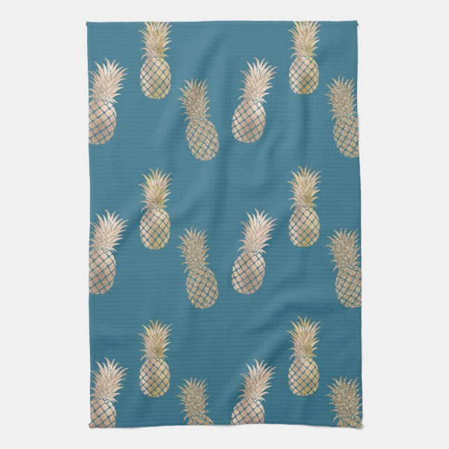 Gold Glam Pineapples Kitchen Towel (Vertical)