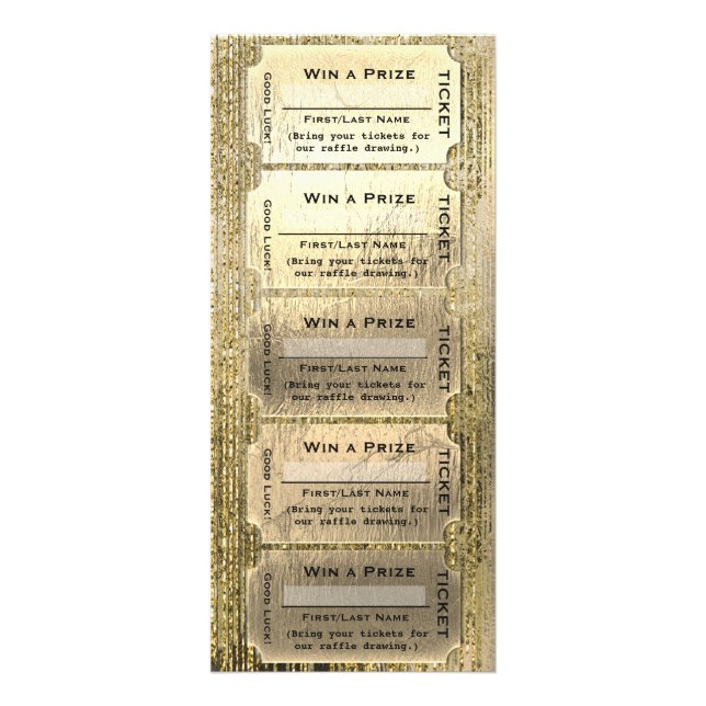 Gold Glam Raffle Tickets Rack Card (Front)