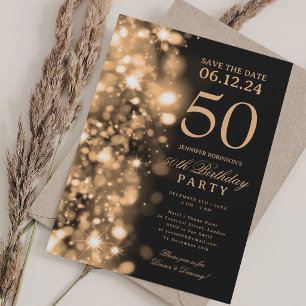  Gold Glam Save The Date 50th Birthday Party Invitation