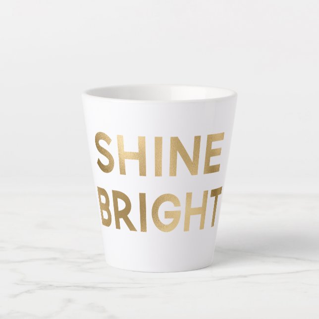 Gold Glam Shine Bright Christmas Latte Mug (Front)