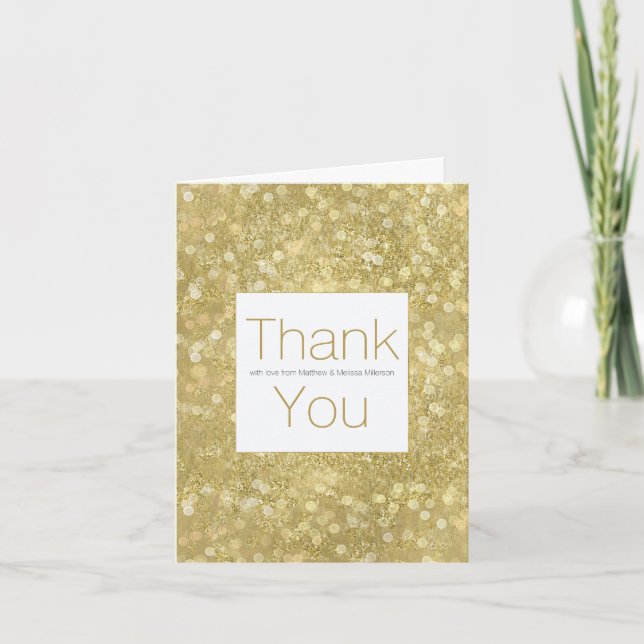 Gold Glam Sparkle Bokeh Merci personnalisé (Devant)