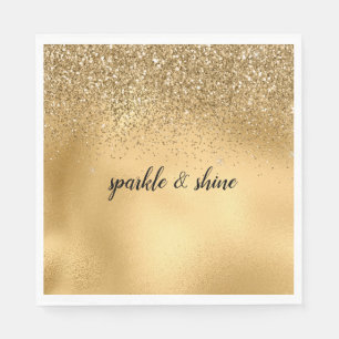 Gold Glam Sparkle Faux Glitter Napkin