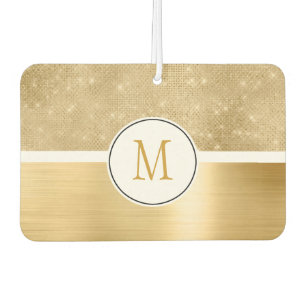 Gold Glam Sparkle Monogram Air Freshener