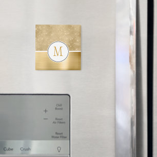 Gold Glam Sparkle Monogram Magnet