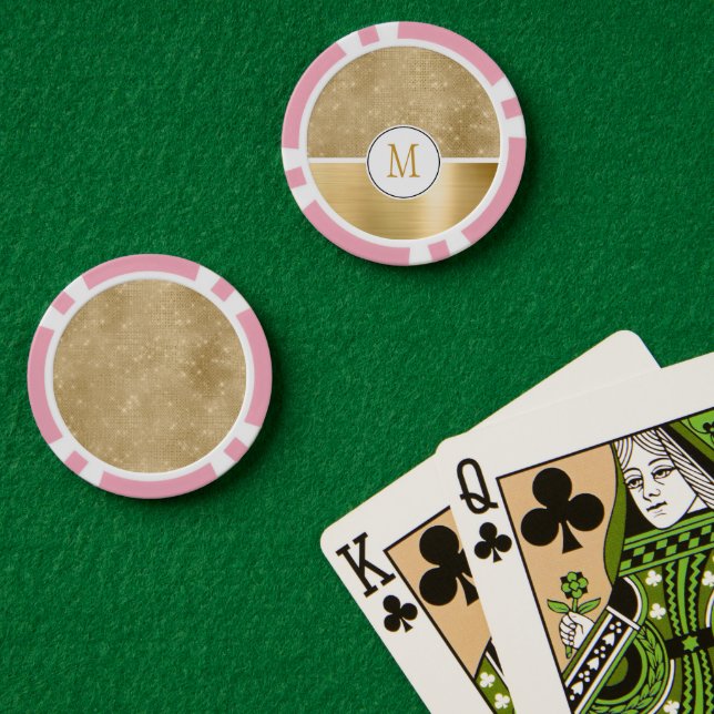 Gold Glam Sparkle Monogram Poker Chips (Poker Table (Double))